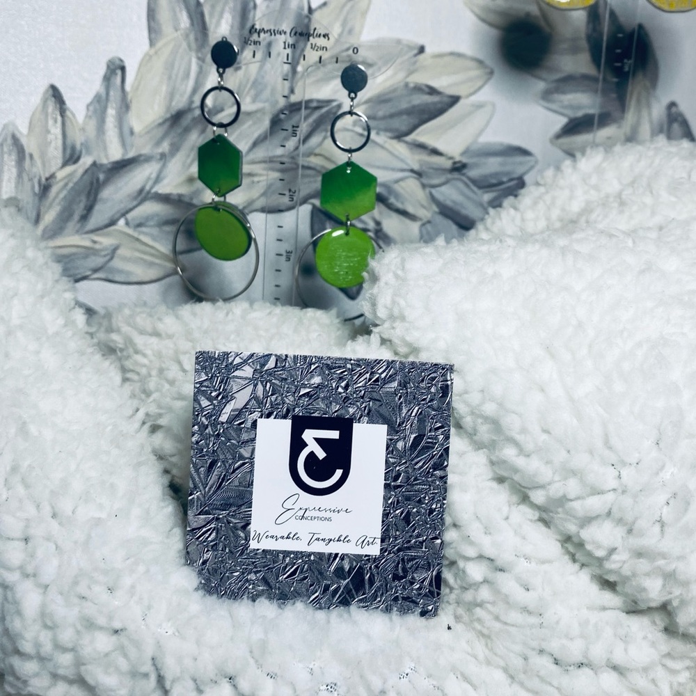 NWOT wood and resin earrings with brass accents.